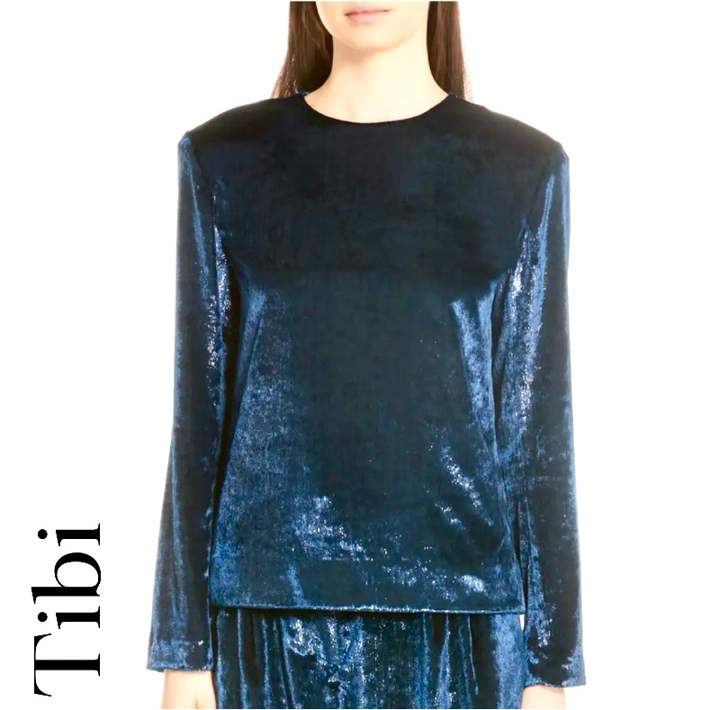 Tibi Tess Metallic Velvet Top Size Xs